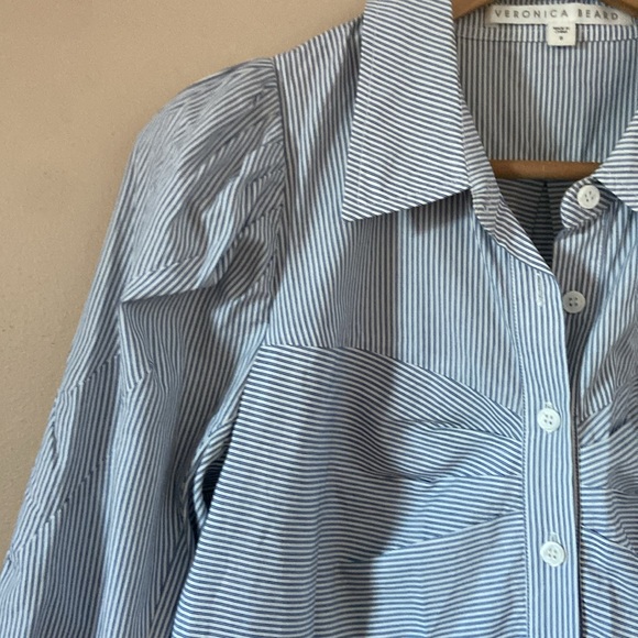 Veronica Beard - Canteen Candice  Stripe Puff Sleeve Blouse - Picture 8 of 15